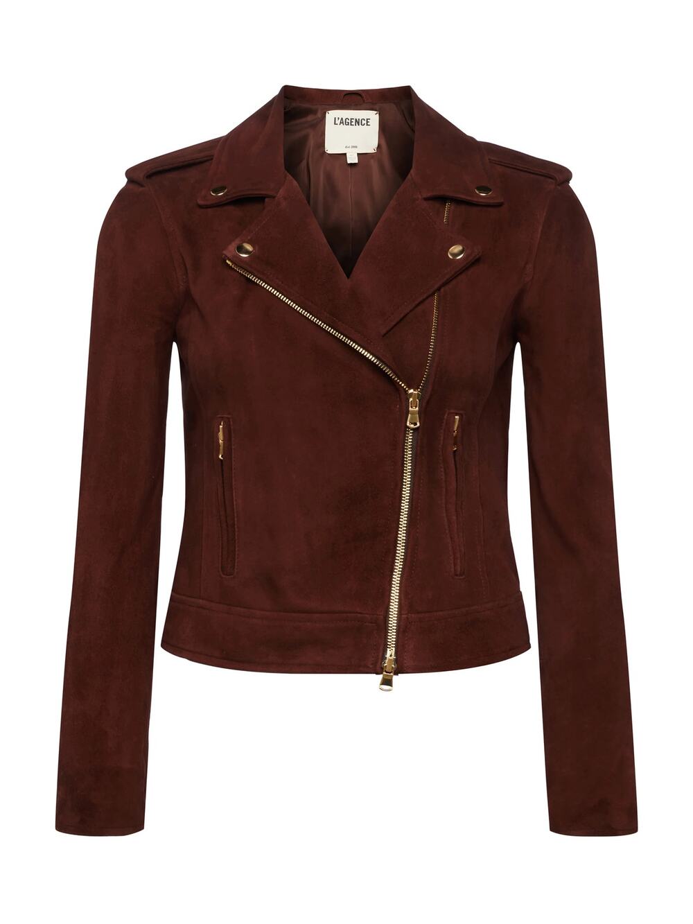 L'Agence Biker Suede Jacket - Chocolate Fondant / L